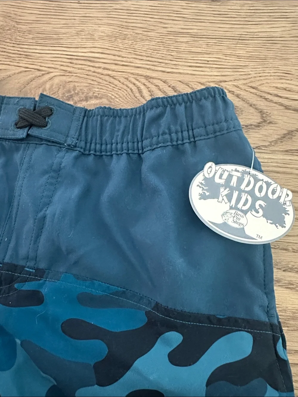 Bass Pro Shops Boys' Blue and Black Camo Swim Trunks